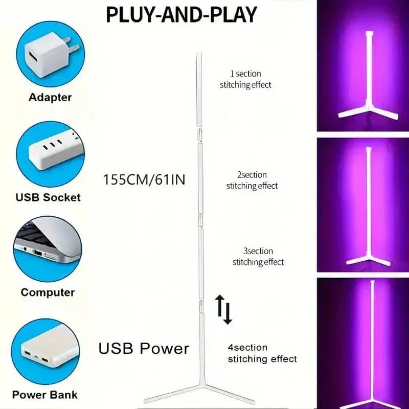 Lampe d’angle RGB avec télécommande - éclairage moderne