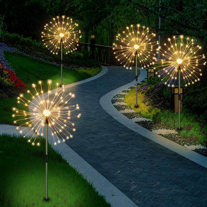 Lampe de jardin solaire étanche effet feu d’artifice