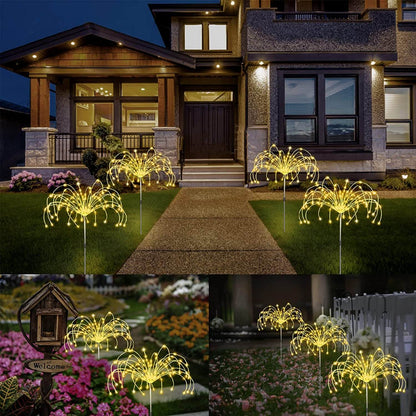 Lampe de jardin solaire étanche effet feu d’artifice