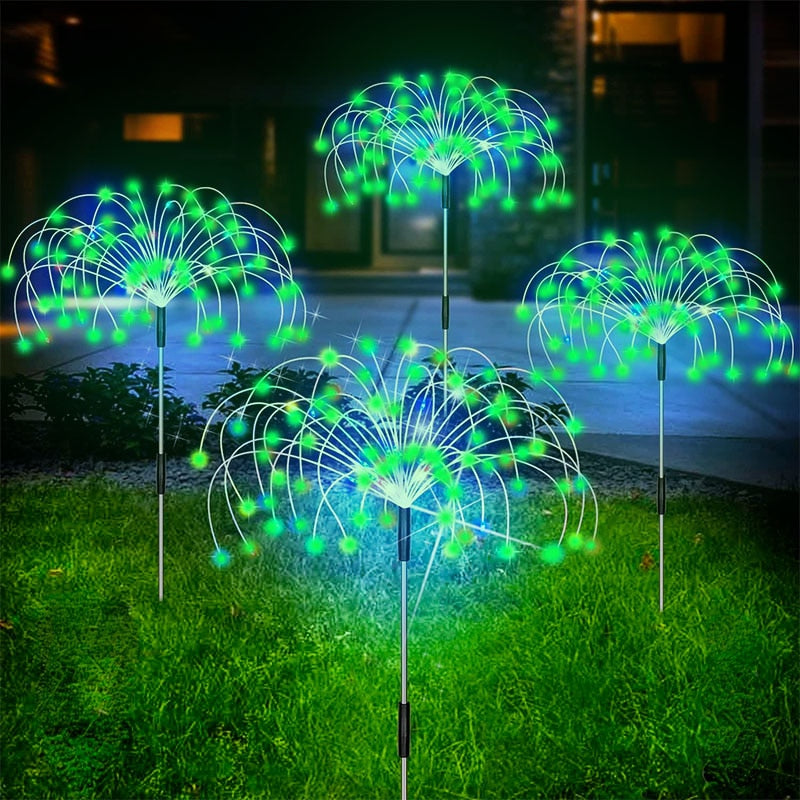 Lampe de jardin solaire étanche effet feu d’artifice