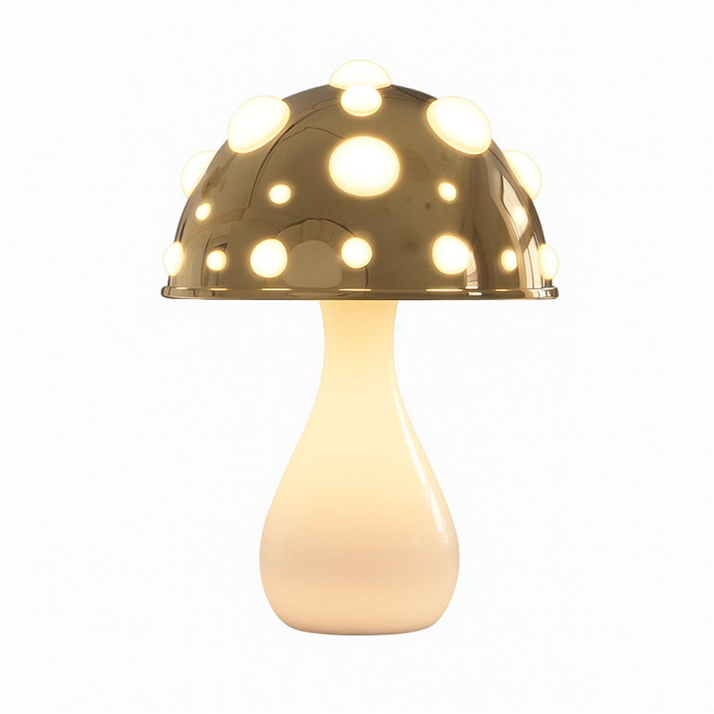 Lampe de table LED design champignon avec éclairage blanc chaud