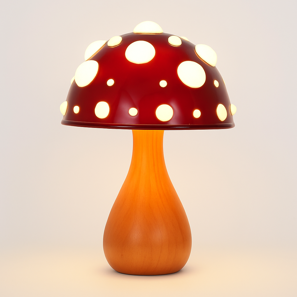 Lampe de table LED design champignon avec éclairage blanc chaud