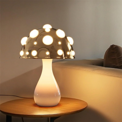 Lampe de table LED design champignon avec éclairage blanc chaud