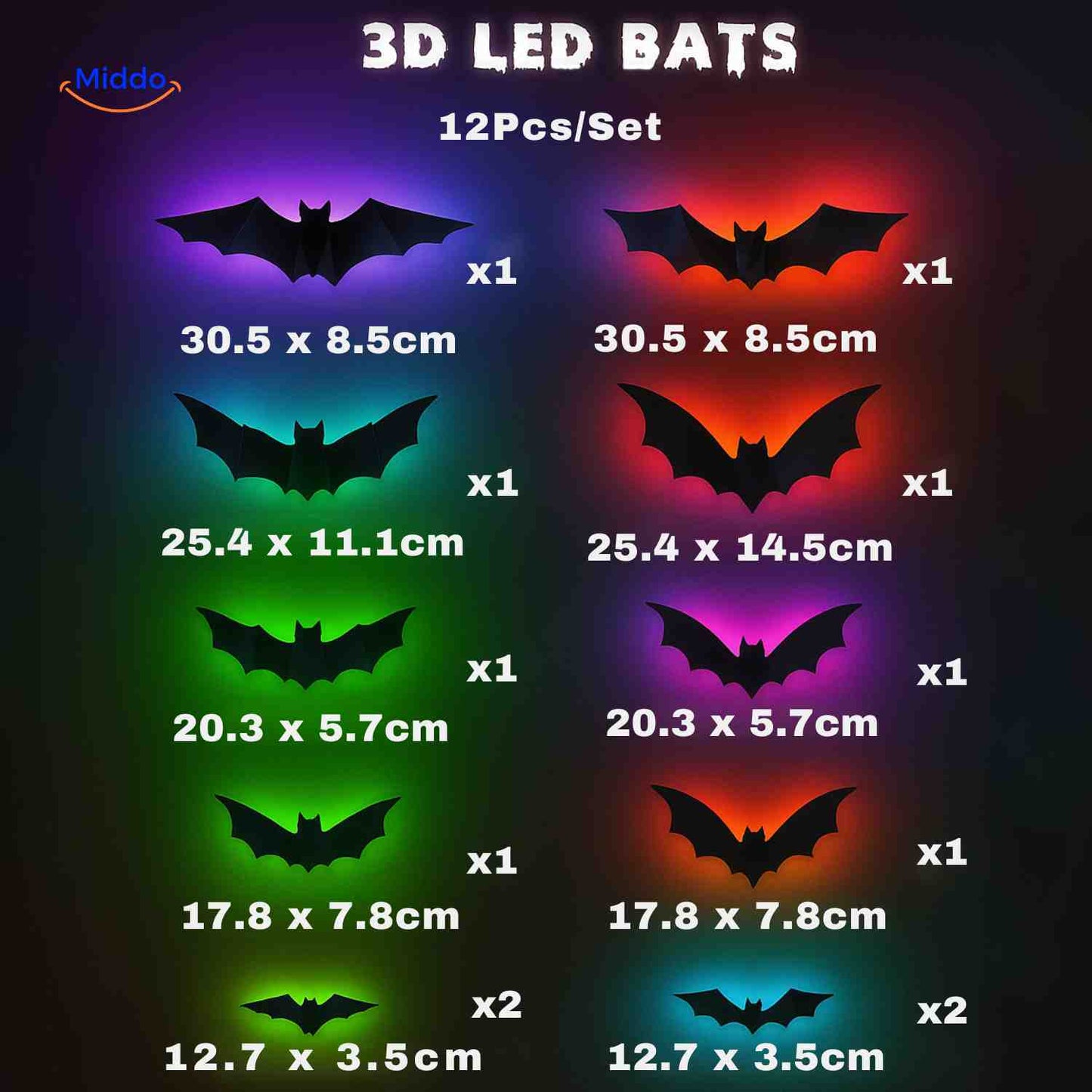 Lampe | décoration d’Halloween 3D, lumière LED et autocollants muraux