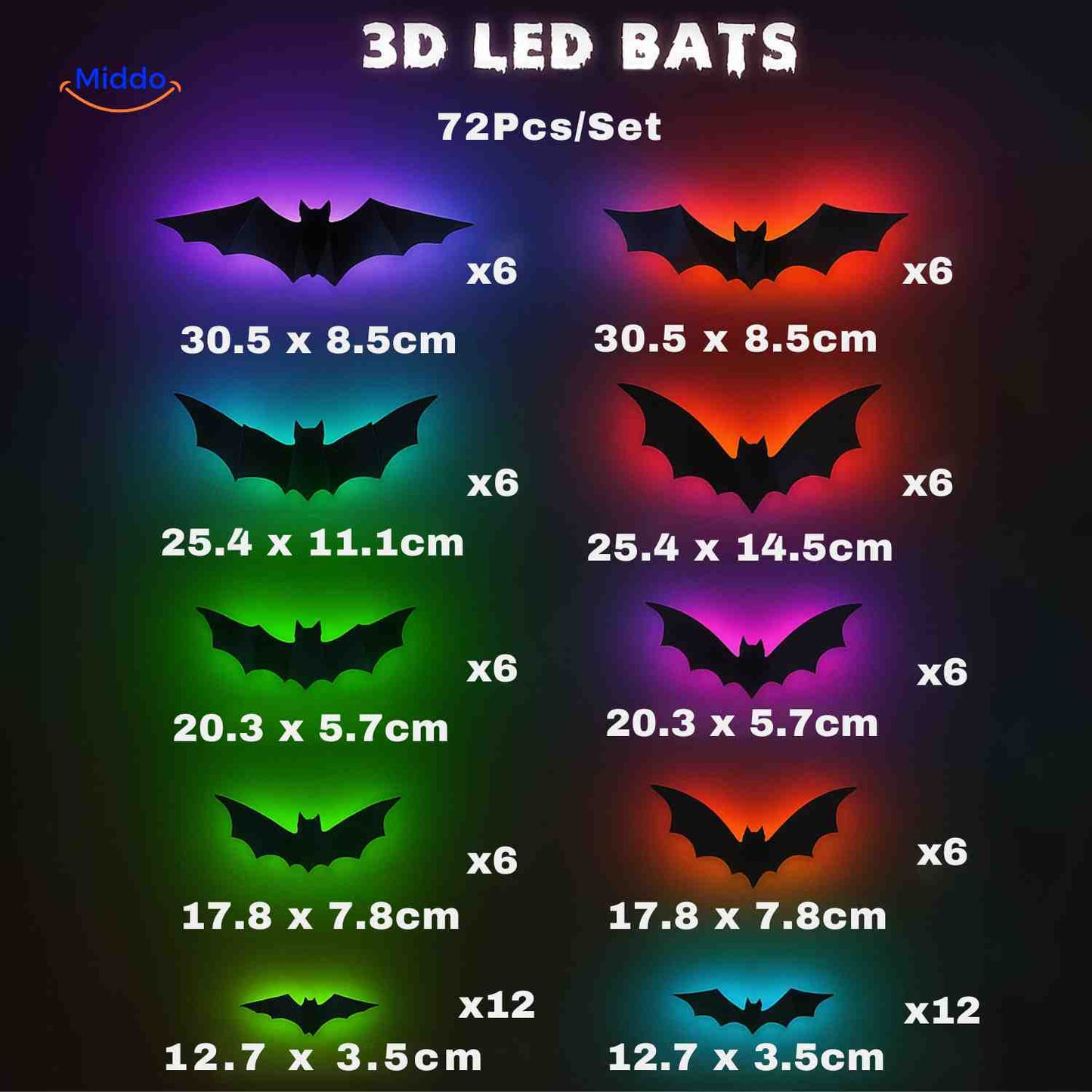 Lampe | décoration d’Halloween 3D, lumière LED et autocollants muraux