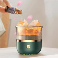 Lampe en cristal de sel de l’Himalaya & diffuseur d’huiles essentielles, humidificateur ultrasonique USB pour la maison et le bureau