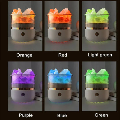 Lampe en cristal de sel de l’Himalaya & diffuseur d’huiles essentielles, humidificateur ultrasonique USB pour la maison et le bureau