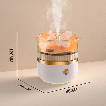 Lampe en cristal de sel de l’Himalaya & diffuseur d’huiles essentielles, humidificateur ultrasonique USB pour la maison et le bureau