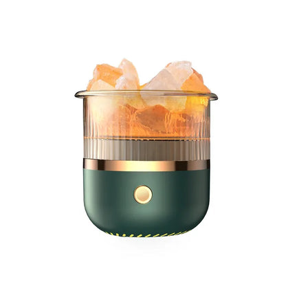 Lampe en cristal de sel de l’Himalaya & diffuseur d’huiles essentielles, humidificateur ultrasonique USB pour la maison et le bureau