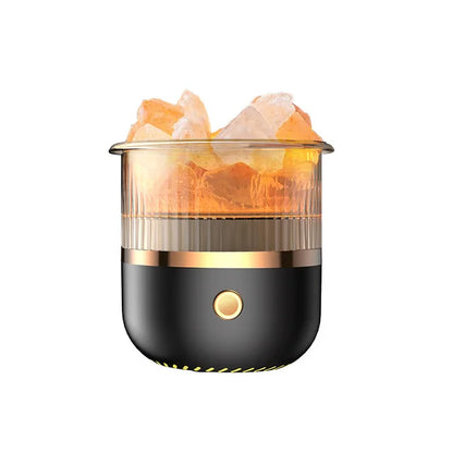 Lampe en cristal de sel de l’Himalaya & diffuseur d’huiles essentielles, humidificateur ultrasonique USB pour la maison et le bureau