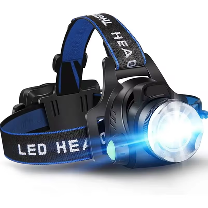 Lampe frontale LED puissante et étanche avec zoom et batterie rechargeable pour les activités de plein air
