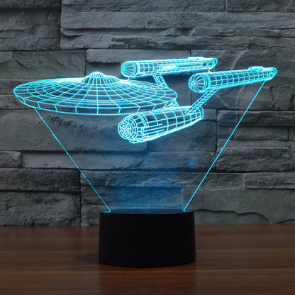 Lampe LED 3D du vaisseau Enterprise de Star Trek - illusion d’optique multicolore