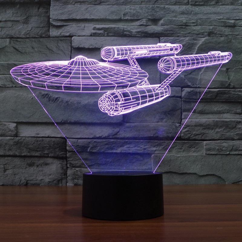 Lampe LED 3D du vaisseau Enterprise de Star Trek - illusion d’optique multicolore