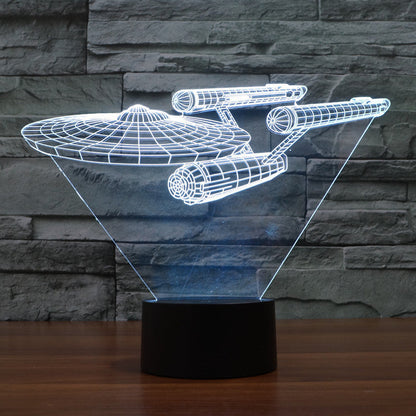 Lampe LED 3D du vaisseau Enterprise de Star Trek - illusion d’optique multicolore
