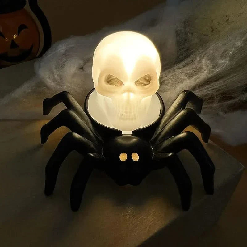 Lampe LED d’Halloween crâne et araignée – décoration effrayante pour la maison