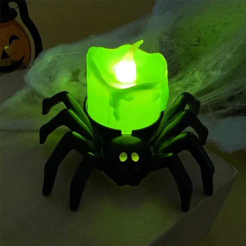 Lampe LED d’Halloween crâne et araignée – décoration effrayante pour la maison