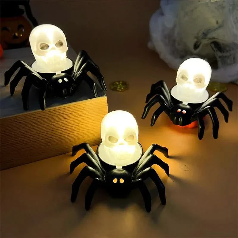Lampe LED d’Halloween crâne et araignée – décoration effrayante pour la maison