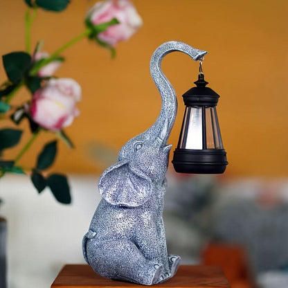 Lampe solaire de jardin en forme d’éléphant – éclairage d’ambiance chaud