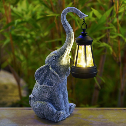 Lampe solaire de jardin en forme d’éléphant – éclairage d’ambiance chaud