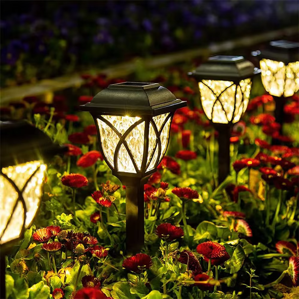 Lampe solaire LED d'extérieur pour allée de jardin, lumière chaude