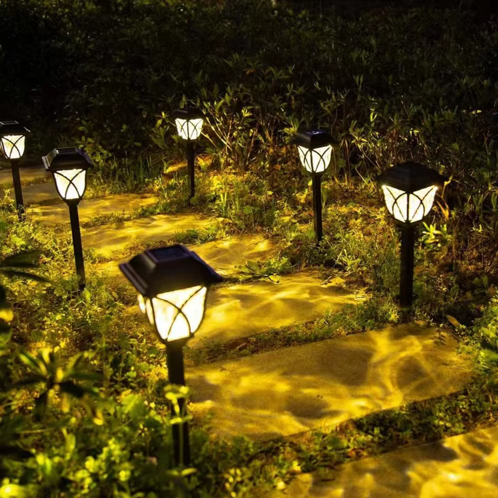 Lampe solaire LED d'extérieur pour allée de jardin, lumière chaude