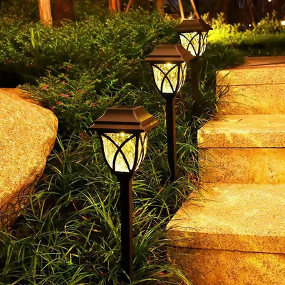 Lampe solaire LED d'extérieur pour allée de jardin, lumière chaude