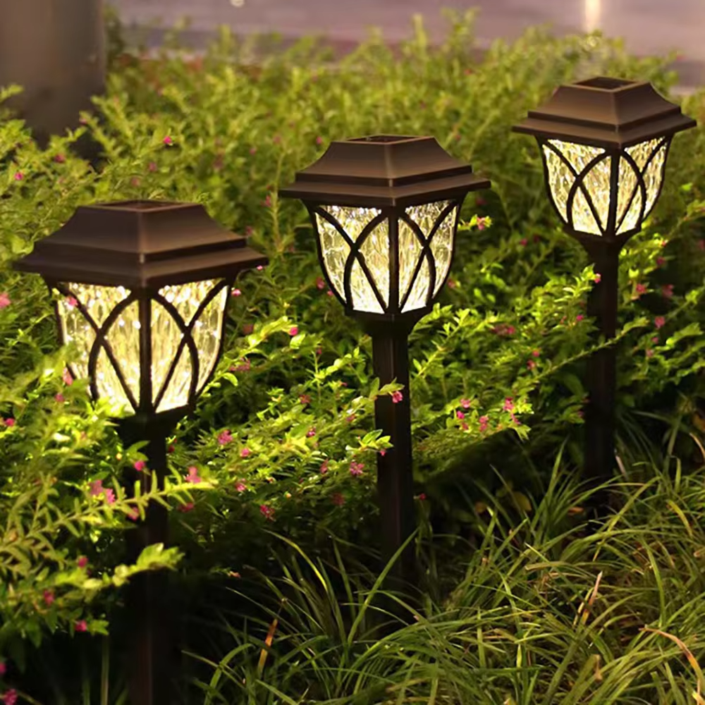 Lampe solaire LED d'extérieur pour allée de jardin, lumière chaude