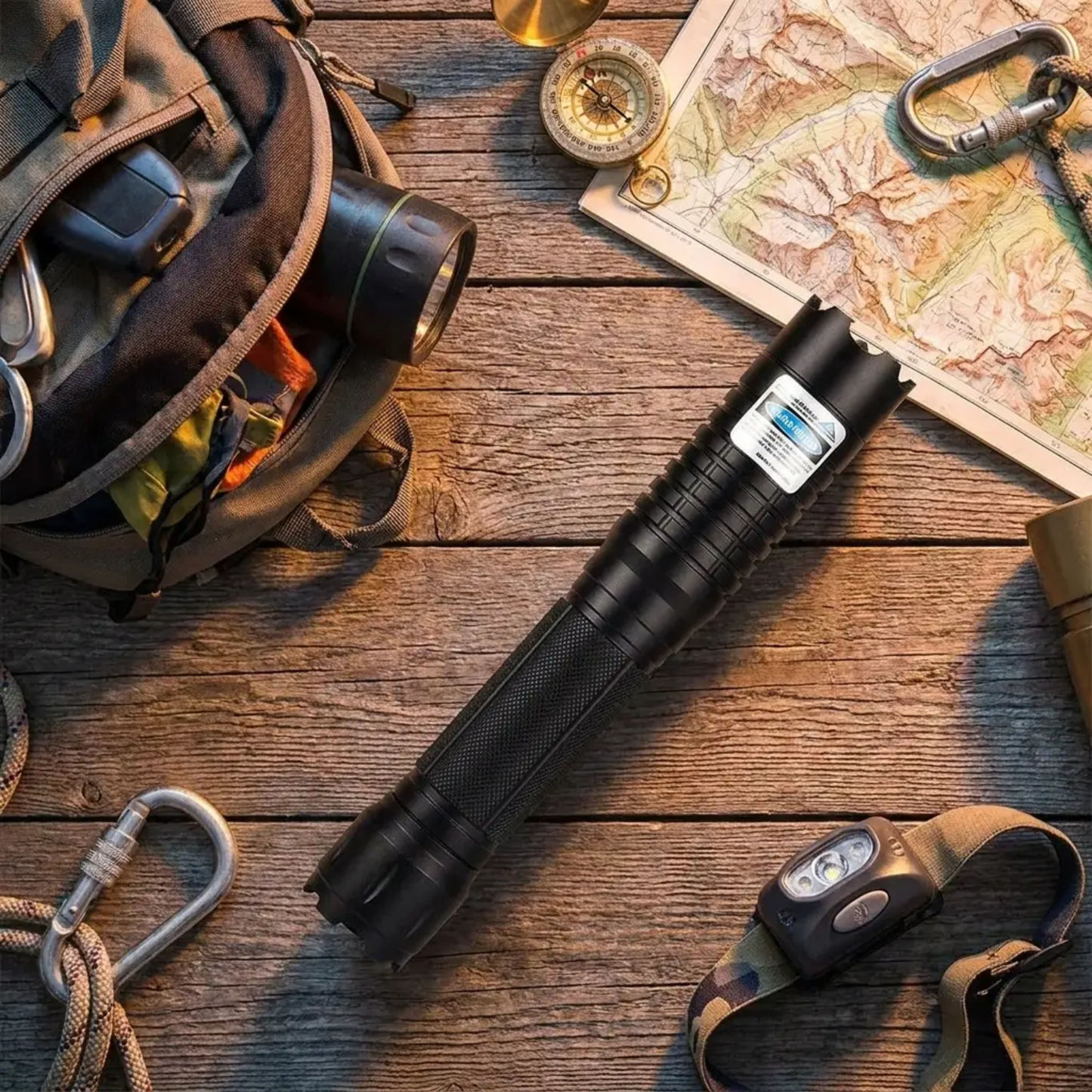 Lampe torche laser à faisceau bleu, sortie optique haute intensité 450 nm, portée tactique 5000 m+, corps en aluminium à focalisation réglable, capable d’allumage thermique