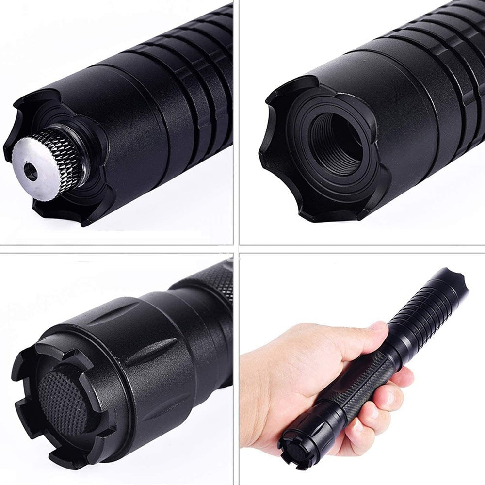Lampe torche laser à faisceau bleu, sortie optique haute intensité 450 nm, portée tactique 5000 m+, corps en aluminium à focalisation réglable, capable d’allumage thermique