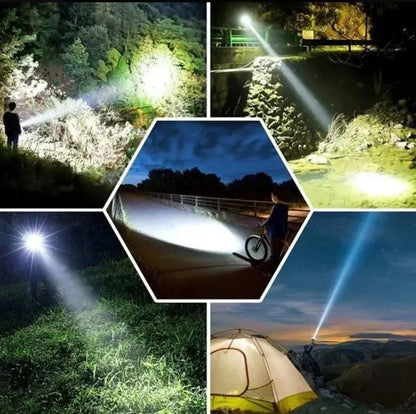 Lampe torche LED haute puissance rechargeable – 10 000 lumens pour le camping et les urgences