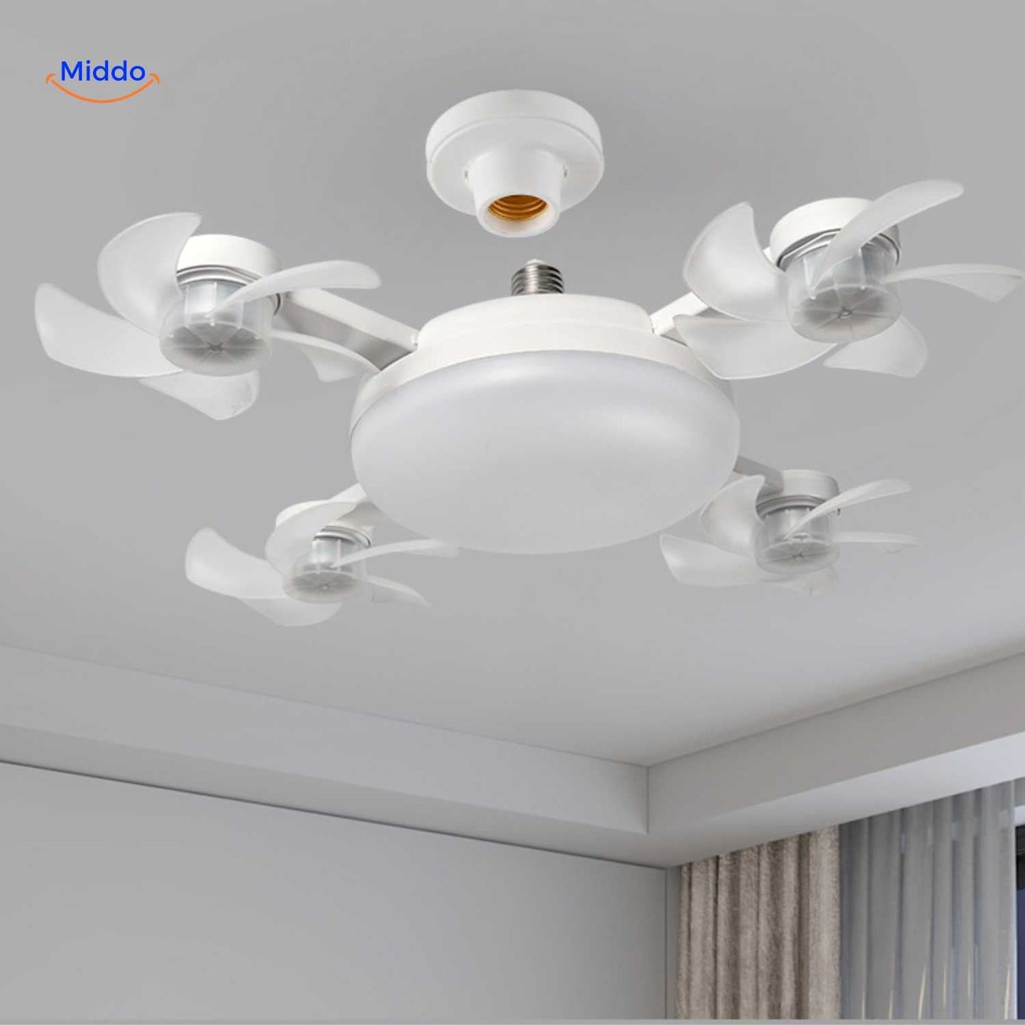 Lampe ventilateur | LED, douille E27 et design de plafond élégant