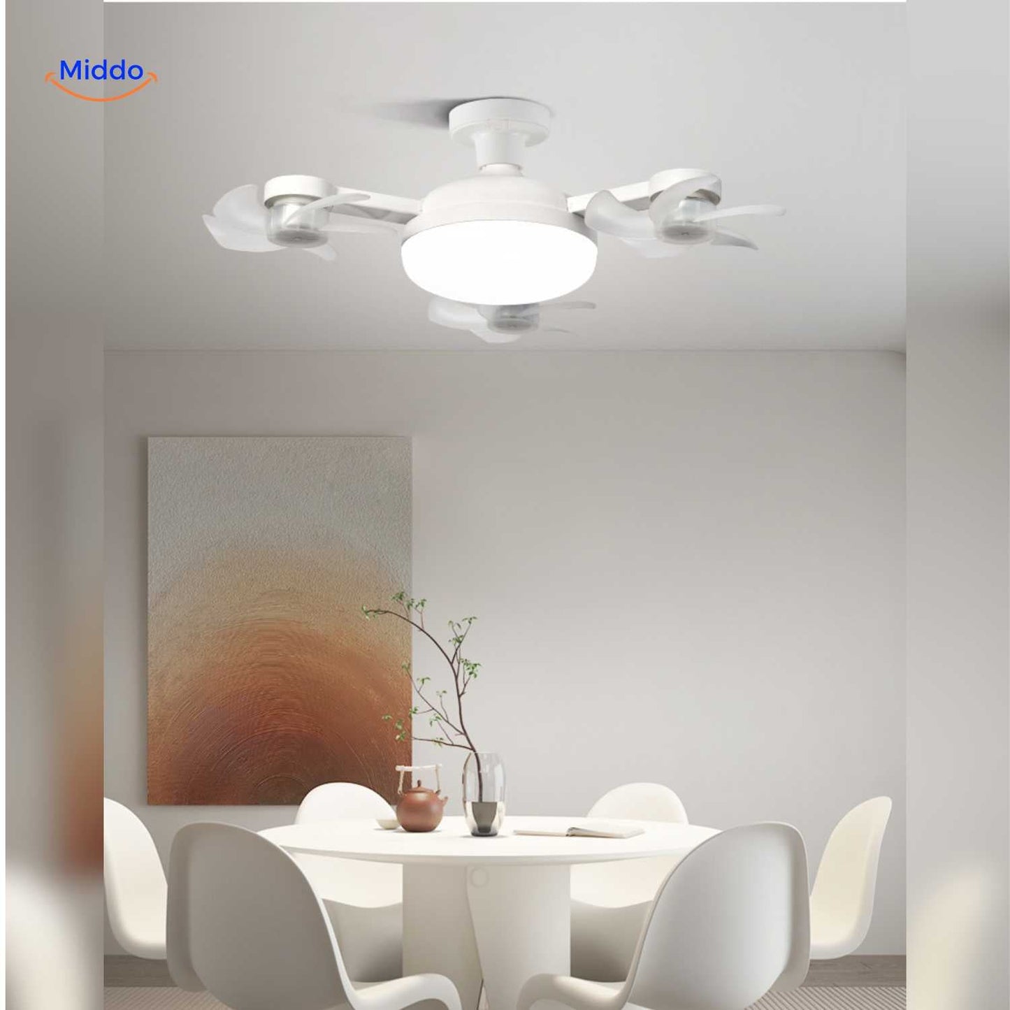 Lampe ventilateur | LED, douille E27 et design de plafond élégant