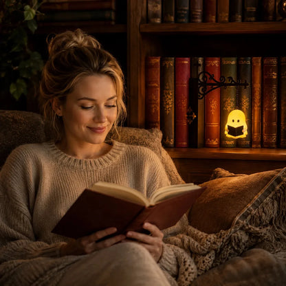 Lanterne miniature suspendue pour étagère à livres avec lueur LED chaude