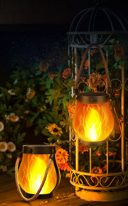 Lanterne solaire à flamme dansante pour jardin et terrasse