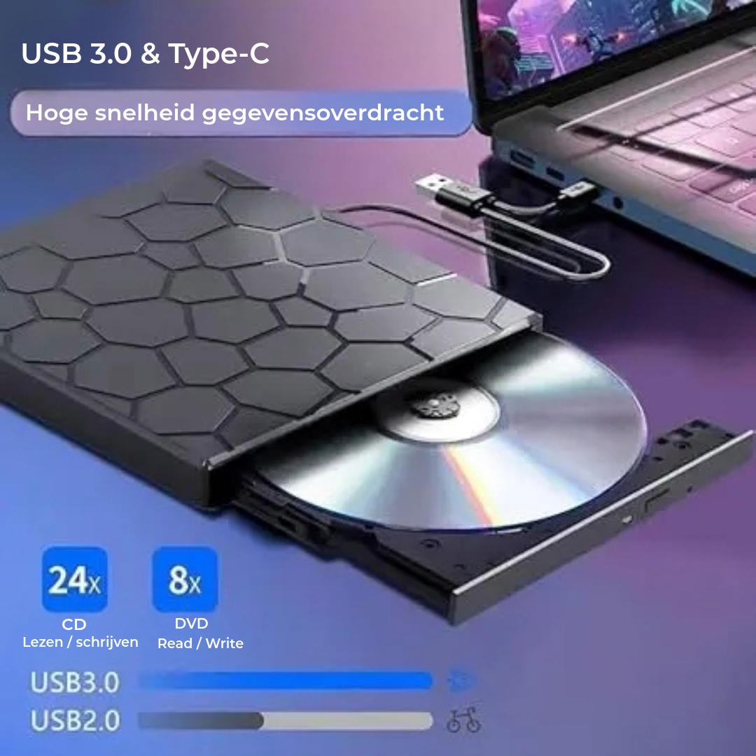 Lisez tous les CD et DVD directement sur n'importe quel ordinateur ou ordinateur portable