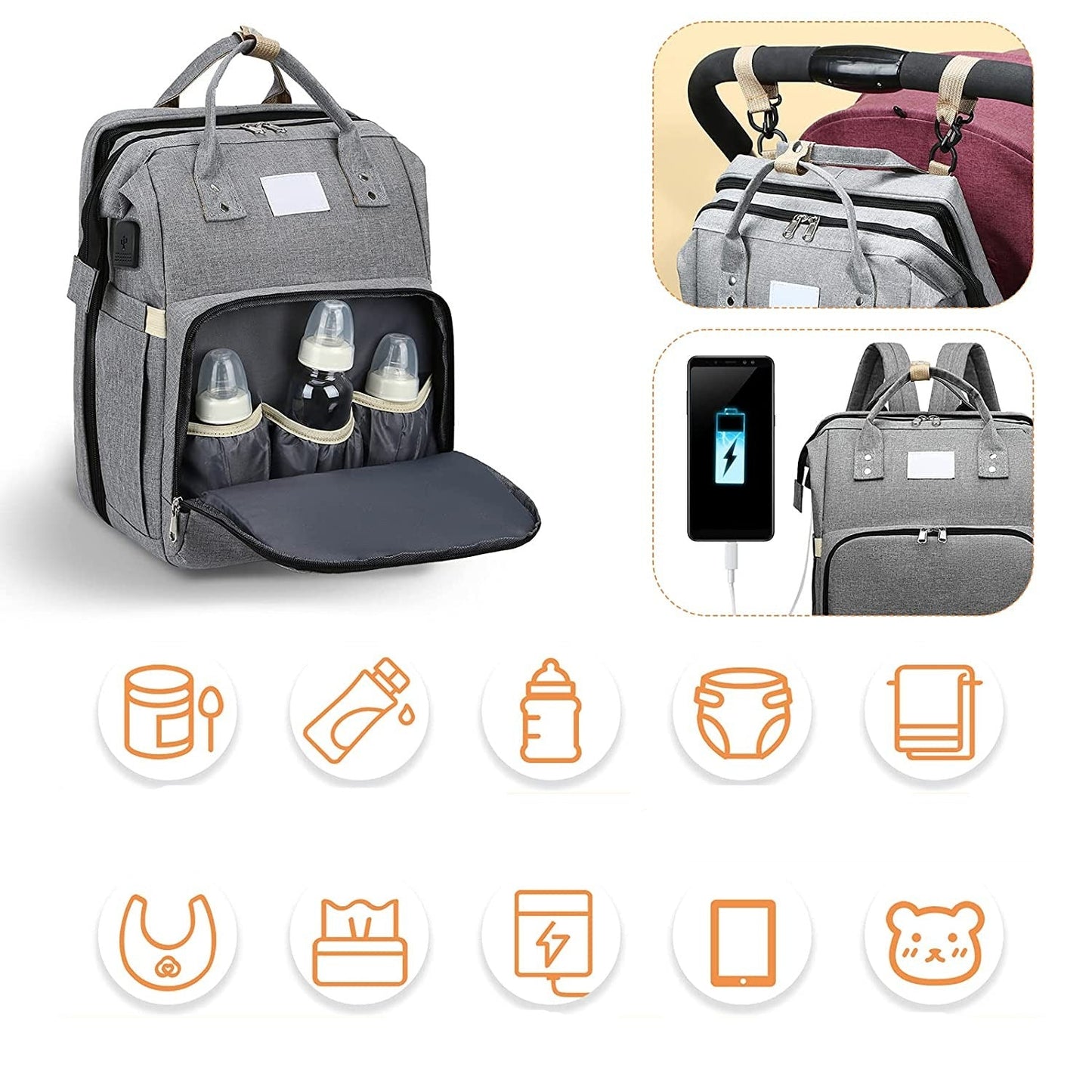 Lit bébé portable et sac à langer - sac à dos de voyage multifonction
