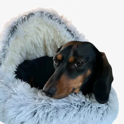 Lit d'hiver moelleux pour animaux avec housse lavable et base antidérapante