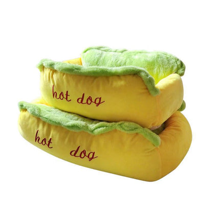 Lit hot-dog en peluche chaud et douillet pour chiens