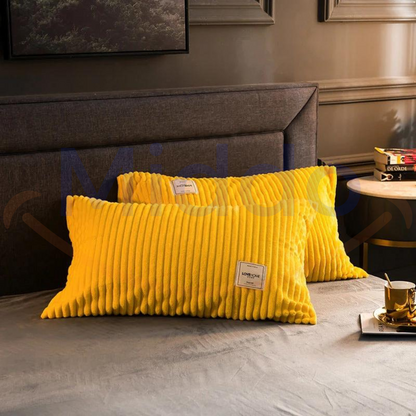 Lot de 2 housses de coussin en polaire velours | Agréablement douces et chaudes