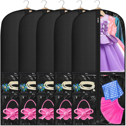 Lot de 5 housses à vêtements pour déguisements unisexes avec poches transparentes et boucle de pliage