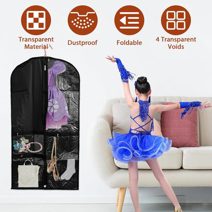 Lot de 5 housses à vêtements pour déguisements unisexes avec poches transparentes et boucle de pliage