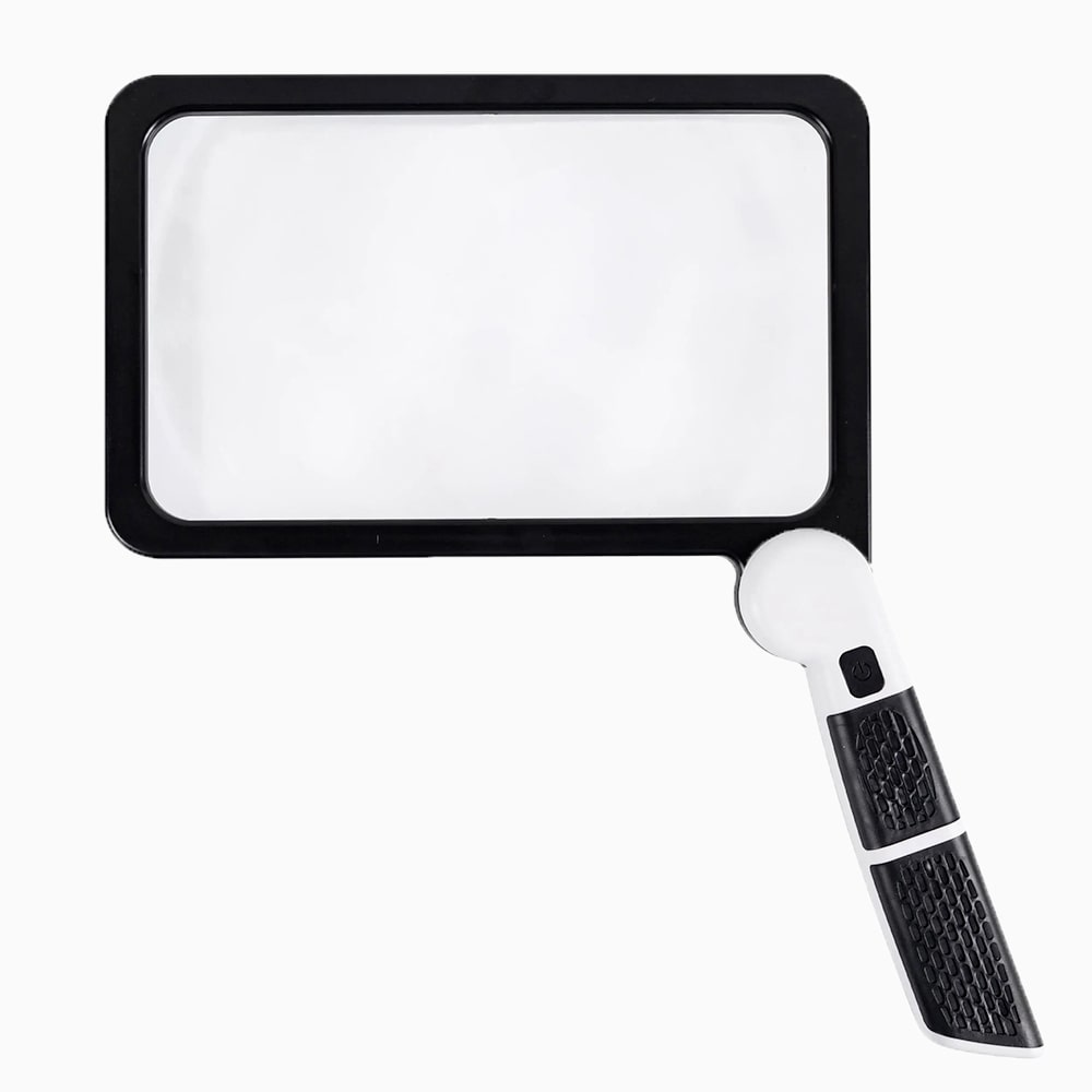 Loupe à LED: grossissement 5x, manche pliable