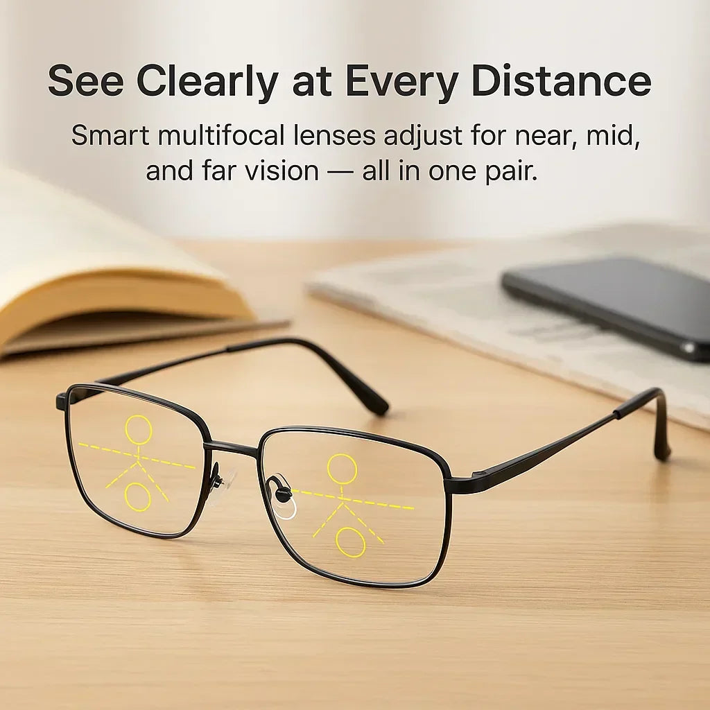 Lunettes à verres progressifs multifocaux pour une vision nette - conception intelligente allemande pour un usage quotidien