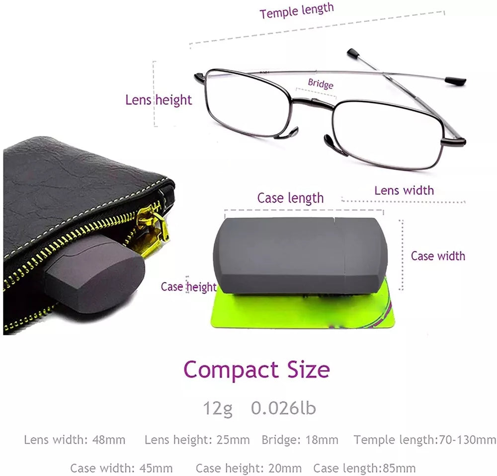 Lunettes de lecture pliables unisexes avec étui - conception portable