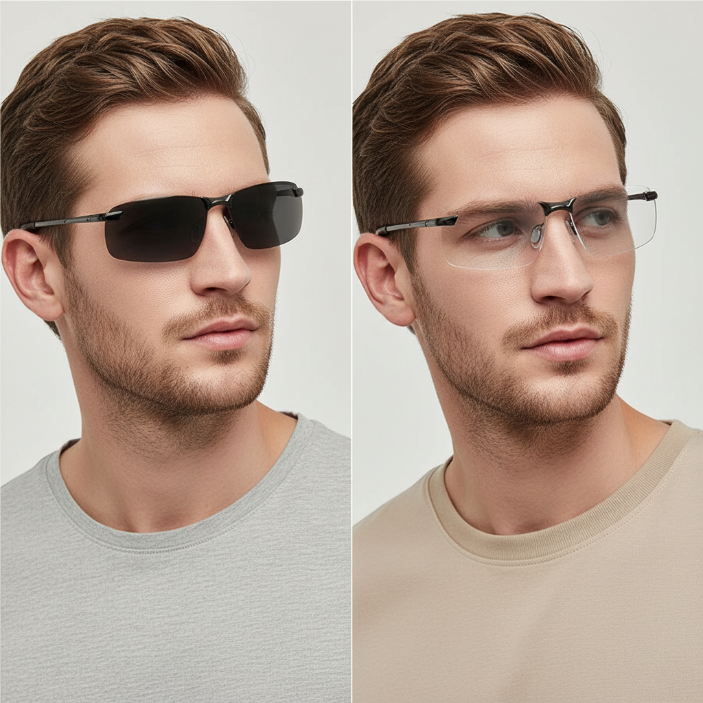 Lunettes de soleil photochromiques polarisées | protection UV400 | ajustement automatique de la luminosité (jour et nuit) | réduction intelligente de l’éblouissement pour la conduite et les activités en plein air