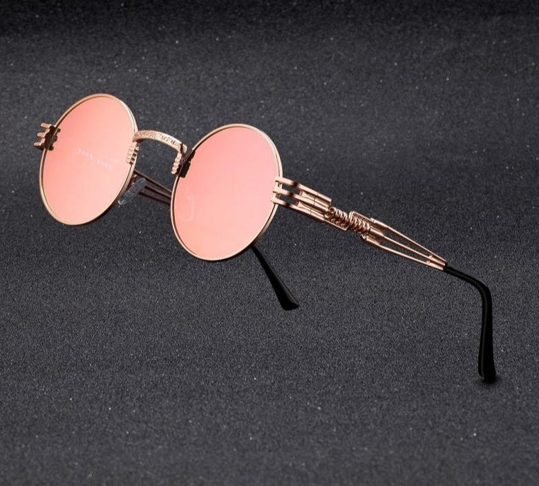 Lunettes de soleil rondes en métal style steampunk