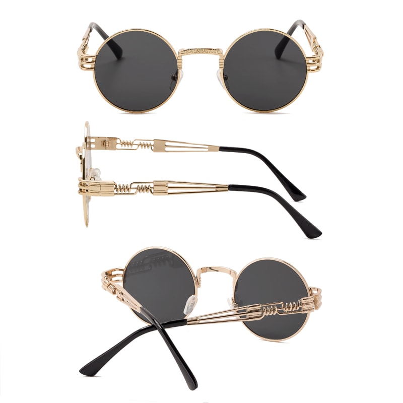 Lunettes de soleil rondes en métal style steampunk