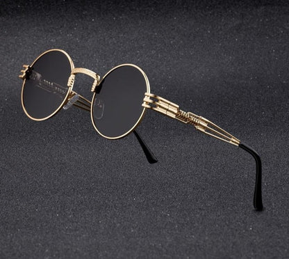 Lunettes de soleil rondes en métal style steampunk