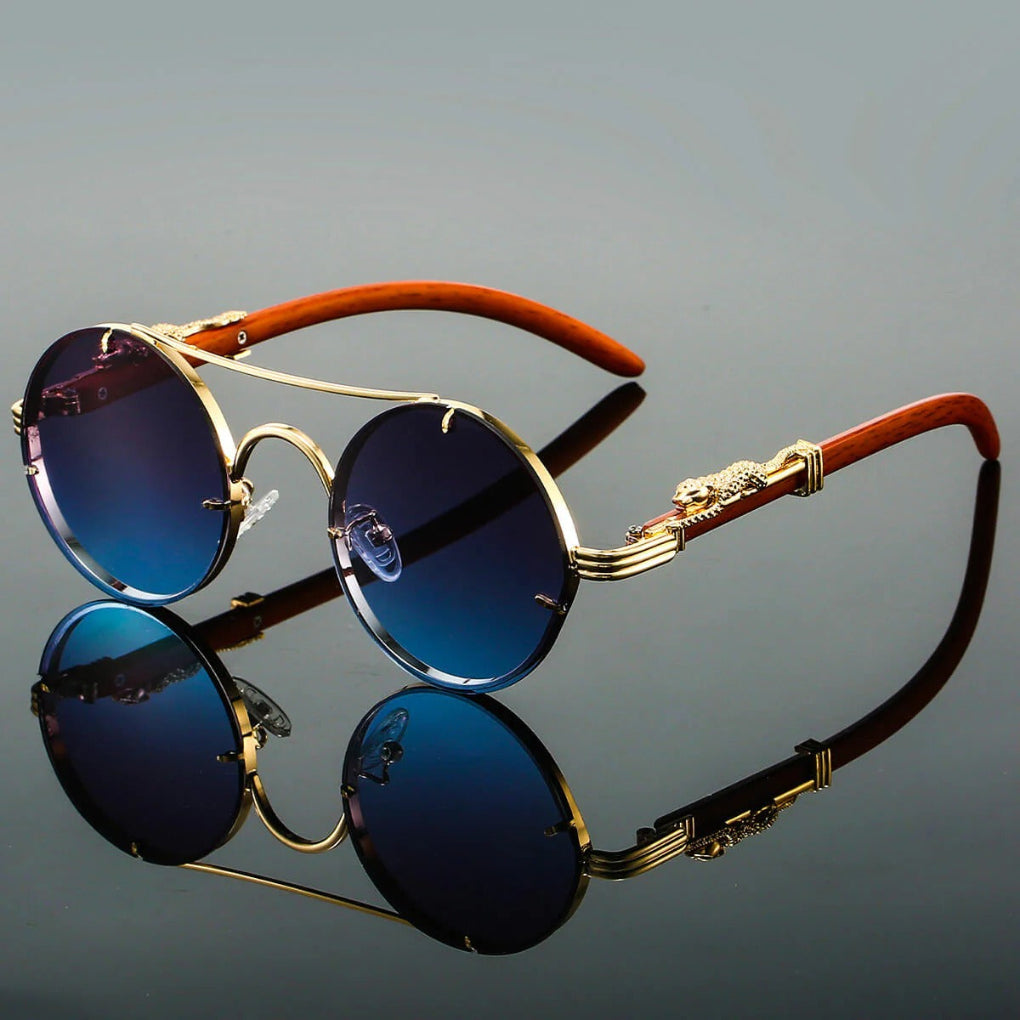 Lunettes de soleil rondes unisexe à double pont et verres dégradés