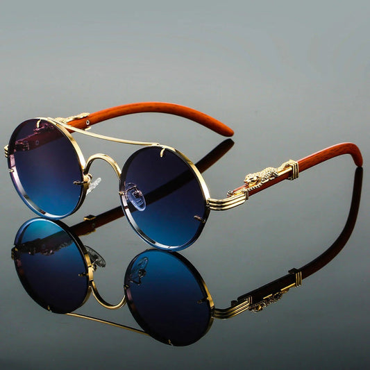 Lunettes de soleil rondes unisexe à double pont et verres dégradés